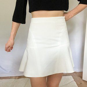 Aryn K White Trumpet Fitted High-Waisted Mini Skirt